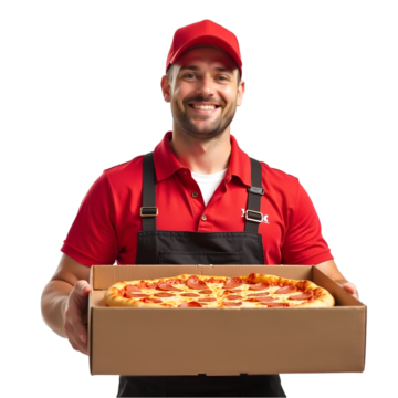 pngtree pizza boy holding in box png image_15961305